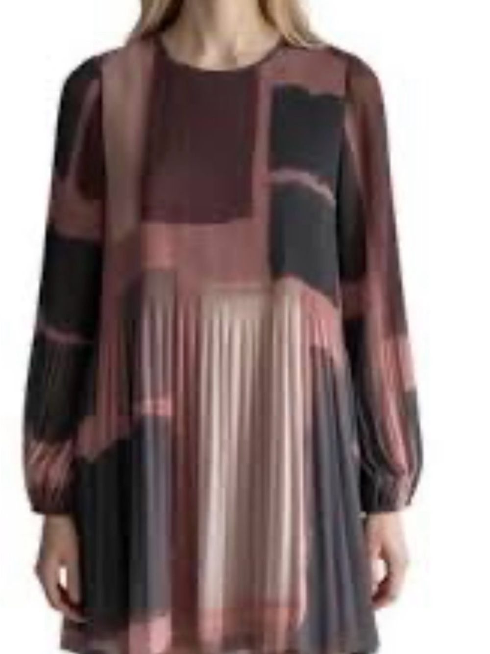 Aritzia Pleated Mini Dress in Dusty Rose and Black